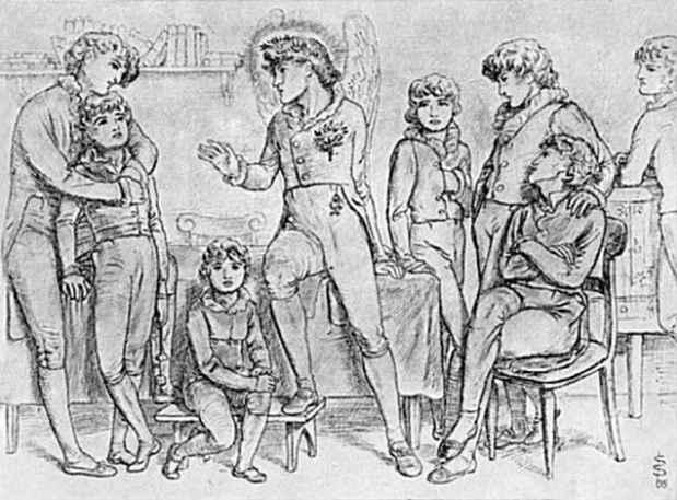 Solomon Simeon. Love Talking to Boys 1865 a pen ink drawing U